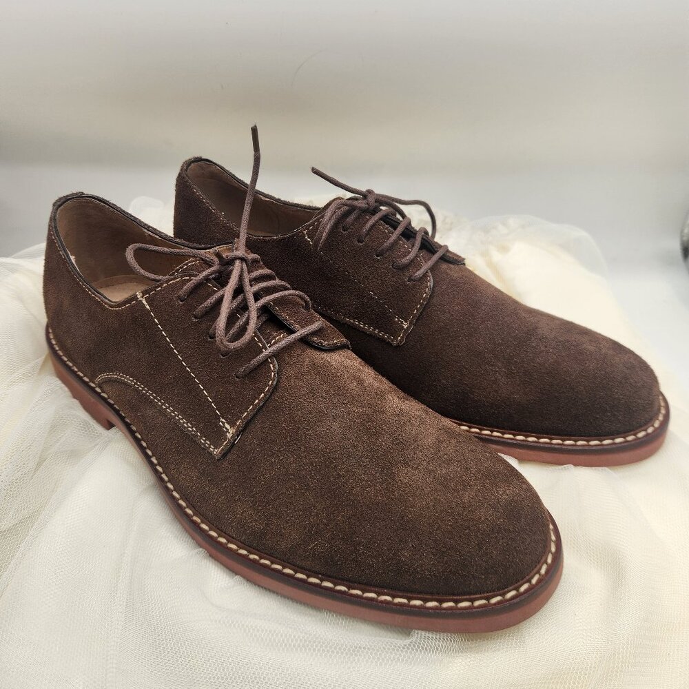 NEW-Aston Grey Collection Mens Suede Oxford Shoes, Size 9, Color: Brown